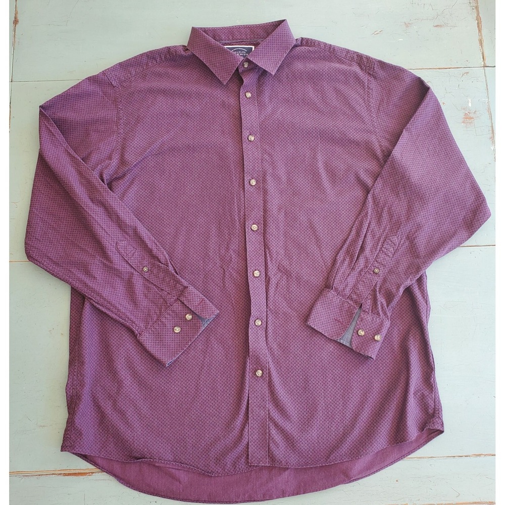 Charles Tyrwhitt Mens Button Down Purple Sz‎ XL Polka-dot